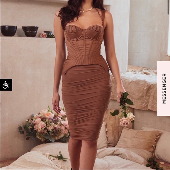 House of CB Talya Toffee Corset Midi Dress - Picture 5 of 10